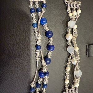 Elegant Blue and Silver Beaded Bracelet
